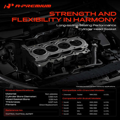 Cylinder Head Gasket for Suzuki SX4 (2007–2009) & Chevrolet Tracker (1999–2003) 1114177E01, 1114177E02, 26278PT