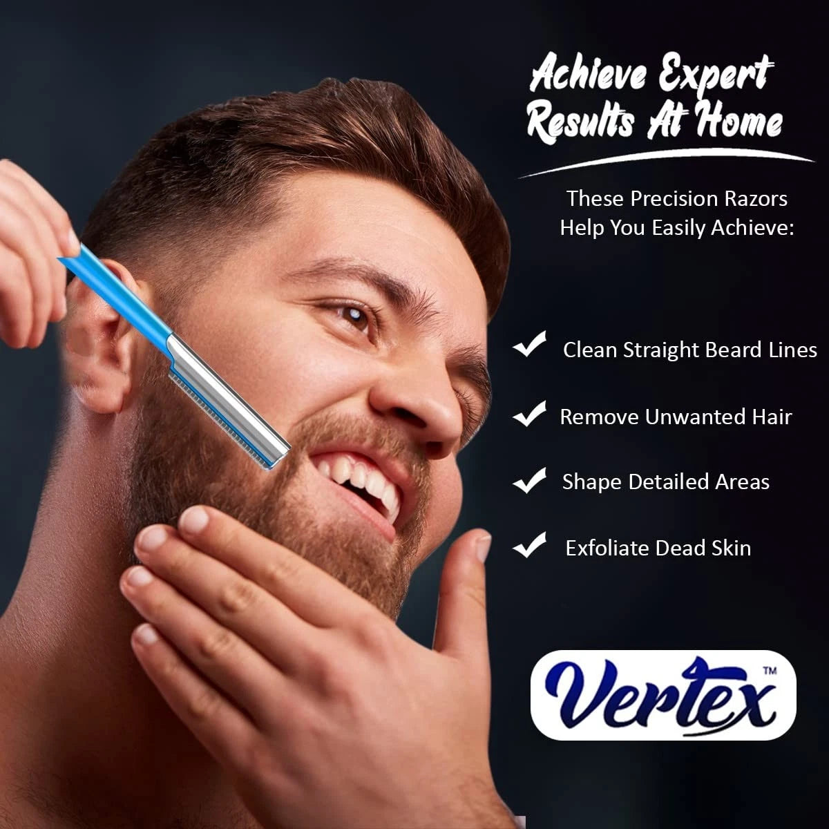 Beard Shaping Razor Tool for Mustache (1 Count) - Straight Edge, Blue