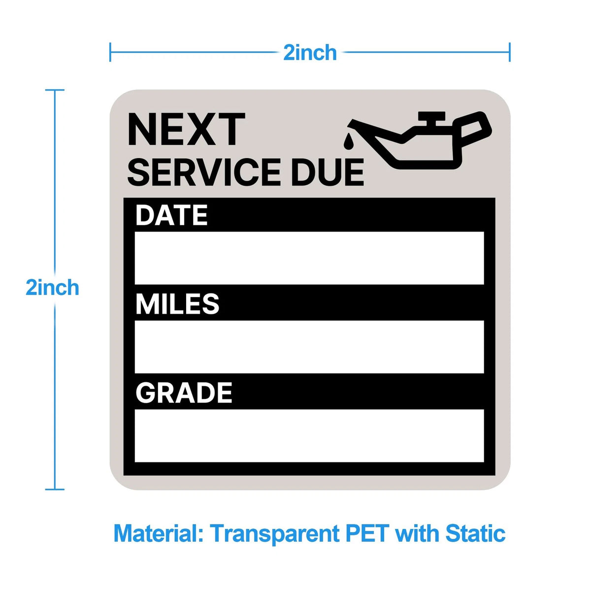 120 Pcs Oil Change Sticker Static Cling 2”x 2”