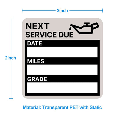 120 Pcs Oil Change Sticker Static Cling 2”x 2”