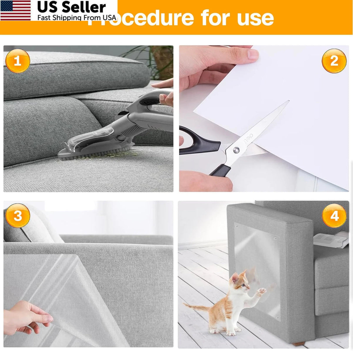 12-Pack Cat Scratch Furniture Protector - Transparent