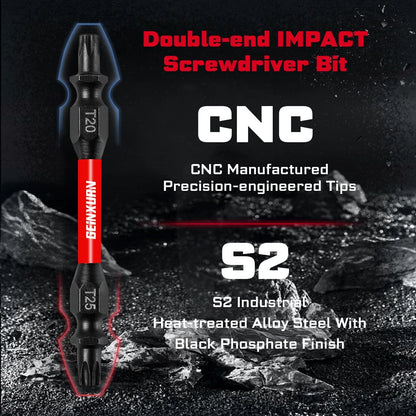 10Pcs T20-T25 Impact Double End Screwdriver Bit Set, 2.56 in.