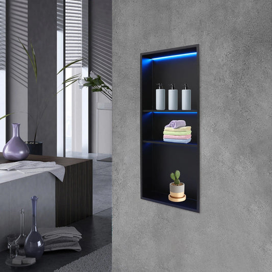 3-Tier Wall Niches with LED RGB Light for Home Decor