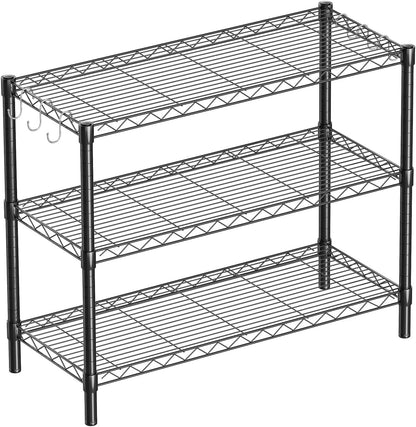 3-Tier Black Powder-Coated Wire Shelving Unit for Home & Office
