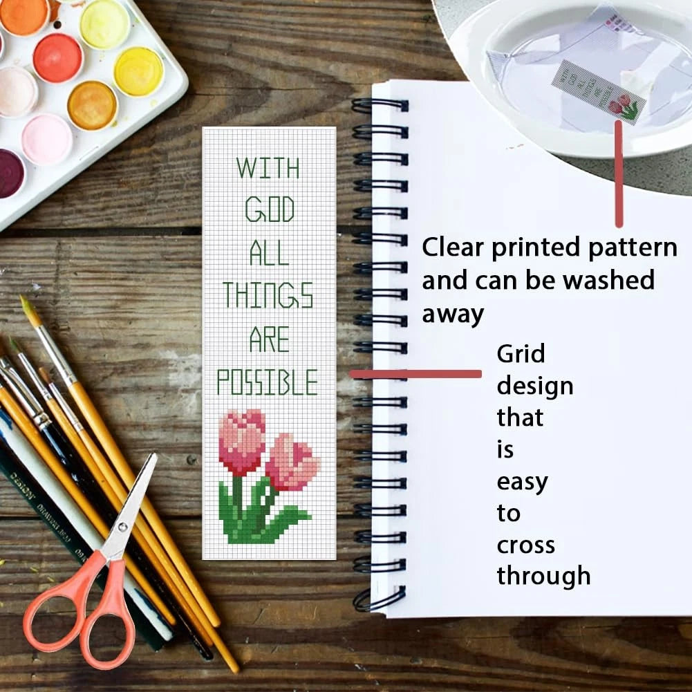 6 Pcs Cross Stitch Bookmark Kit for Beginners with Backing Felt