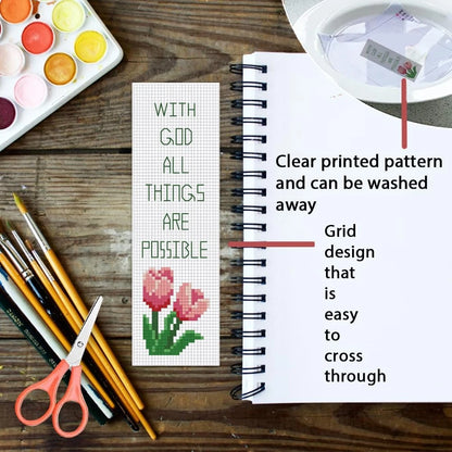 6 Pcs Cross Stitch Bookmark Kit for Beginners with Backing Felt