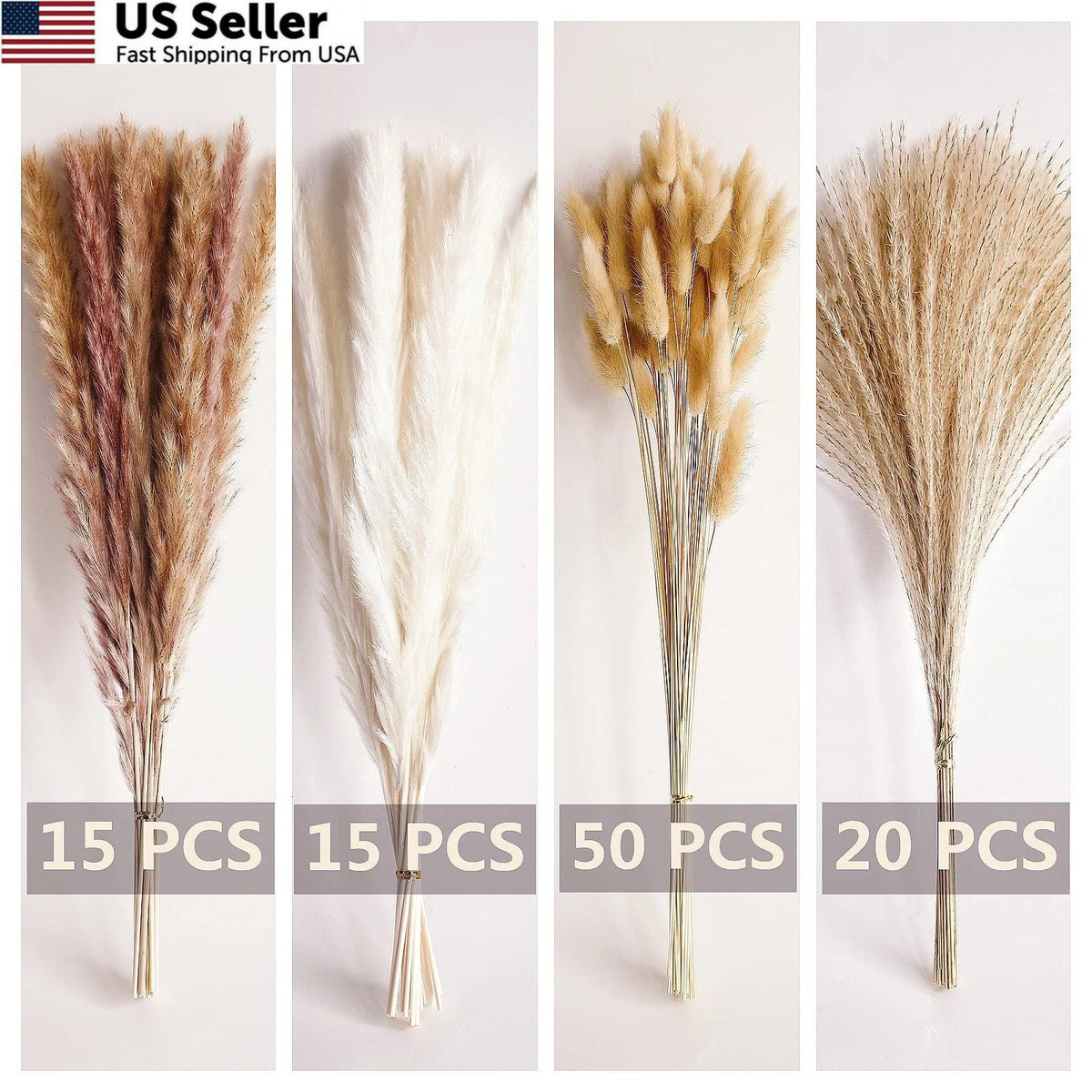 100 PCS Pampas Grass for Home Decor (17")