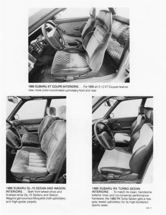 Interiors Press Photo for Subaru XT & GL-10 RX Turbo (1986)