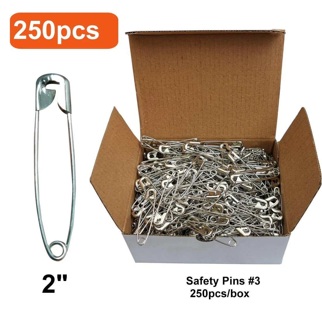 250PCS Safety Pins for Laundry (2")