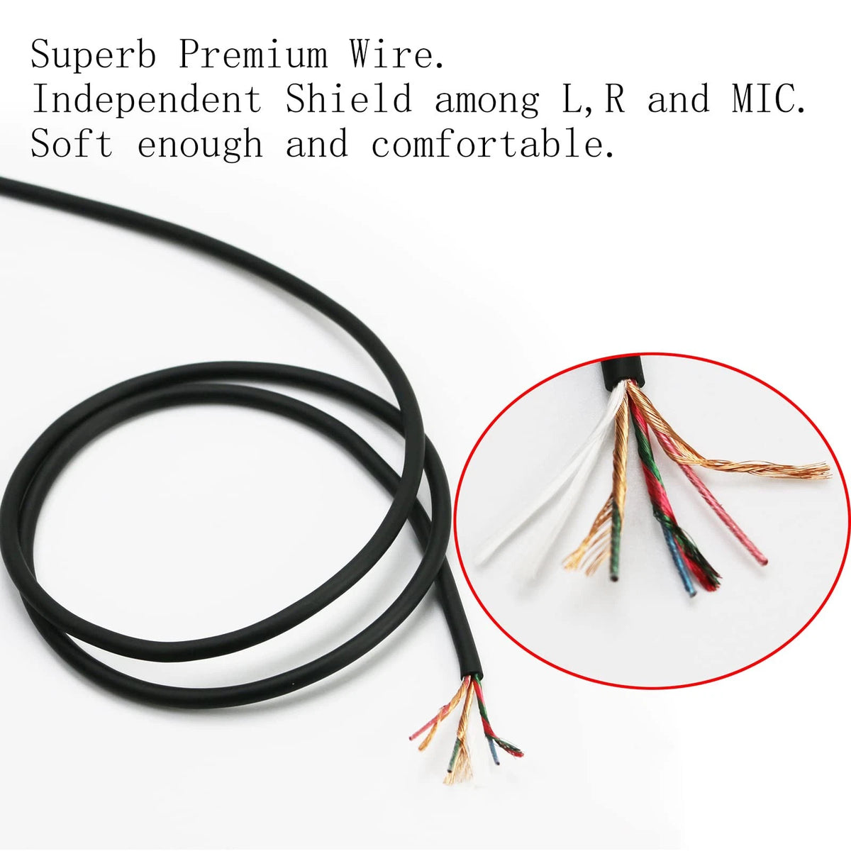 3.5mm 5 Pole Male Audio Cable for Black (Compatible)