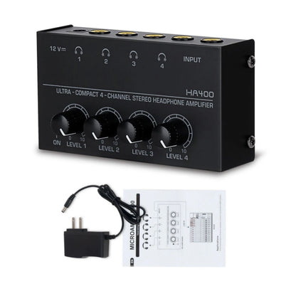 4 Channels Mini Stereo Headphone Amplifier for 12V Systems