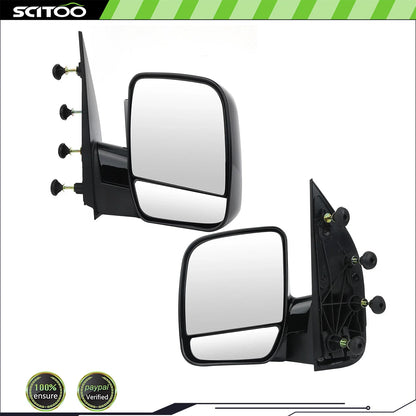 Pair of Manual Side Mirrors for Ford E150 E250 E350 E450 E550 (2002-2008)