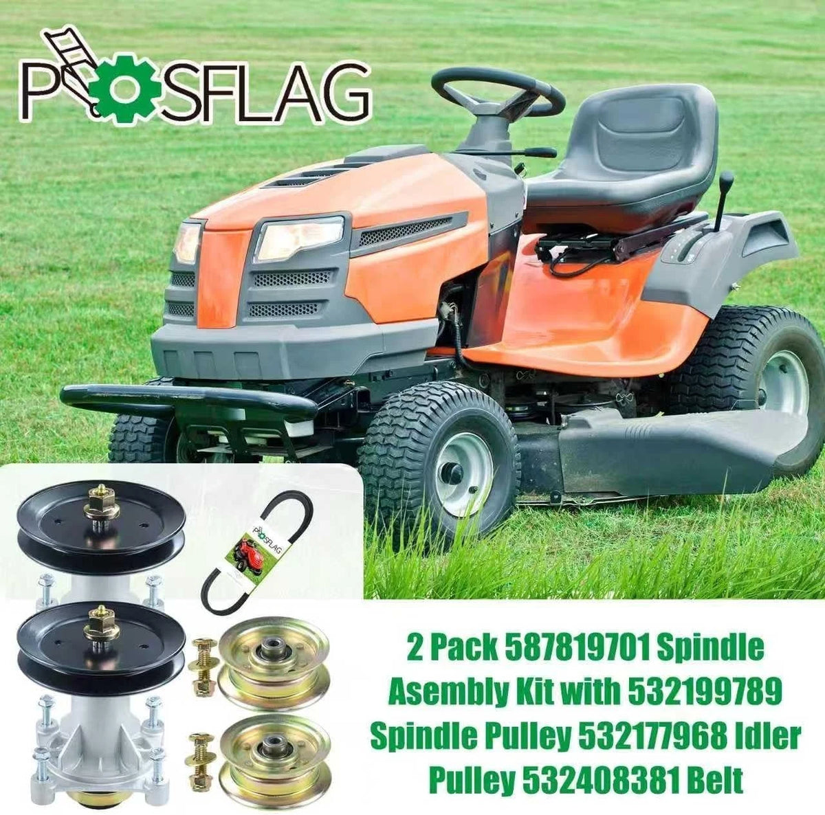 2X Spindle Assembly & Pulley Kit for Lawn Tractors