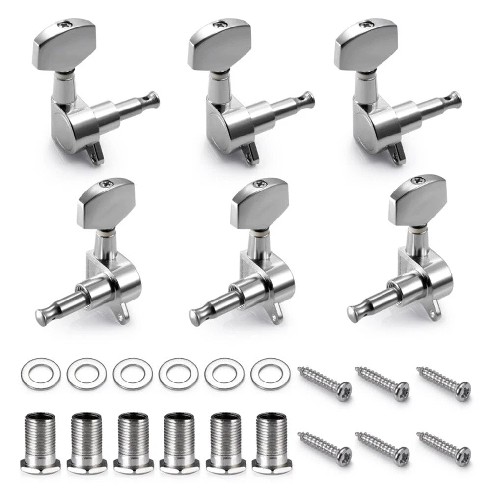 Set of 4 Acoustic Guitar Tuning Pegs Machine Heads Silver
