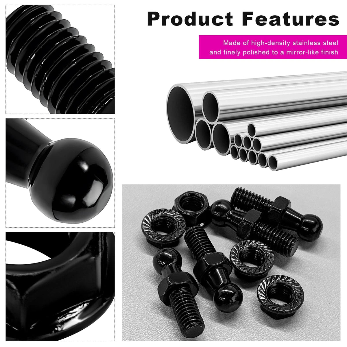 4X 10 mm Ball Studs with Hardware Nuts for Universal Applications