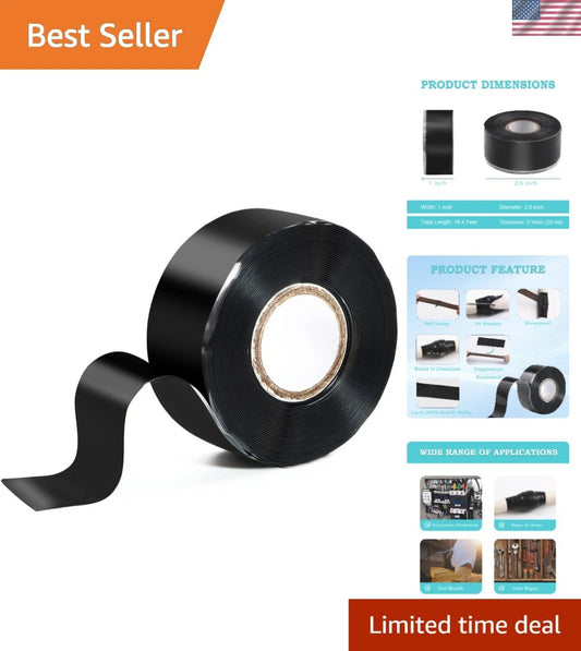 1" x 16.4' Black Waterproof Silicone Tape for Emergency Repairs