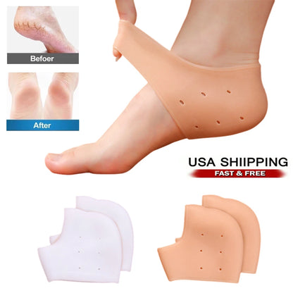 1 Pair Silicone Gel Elastic Heel Socks for Cracked Foot Moisturizing (N/A)