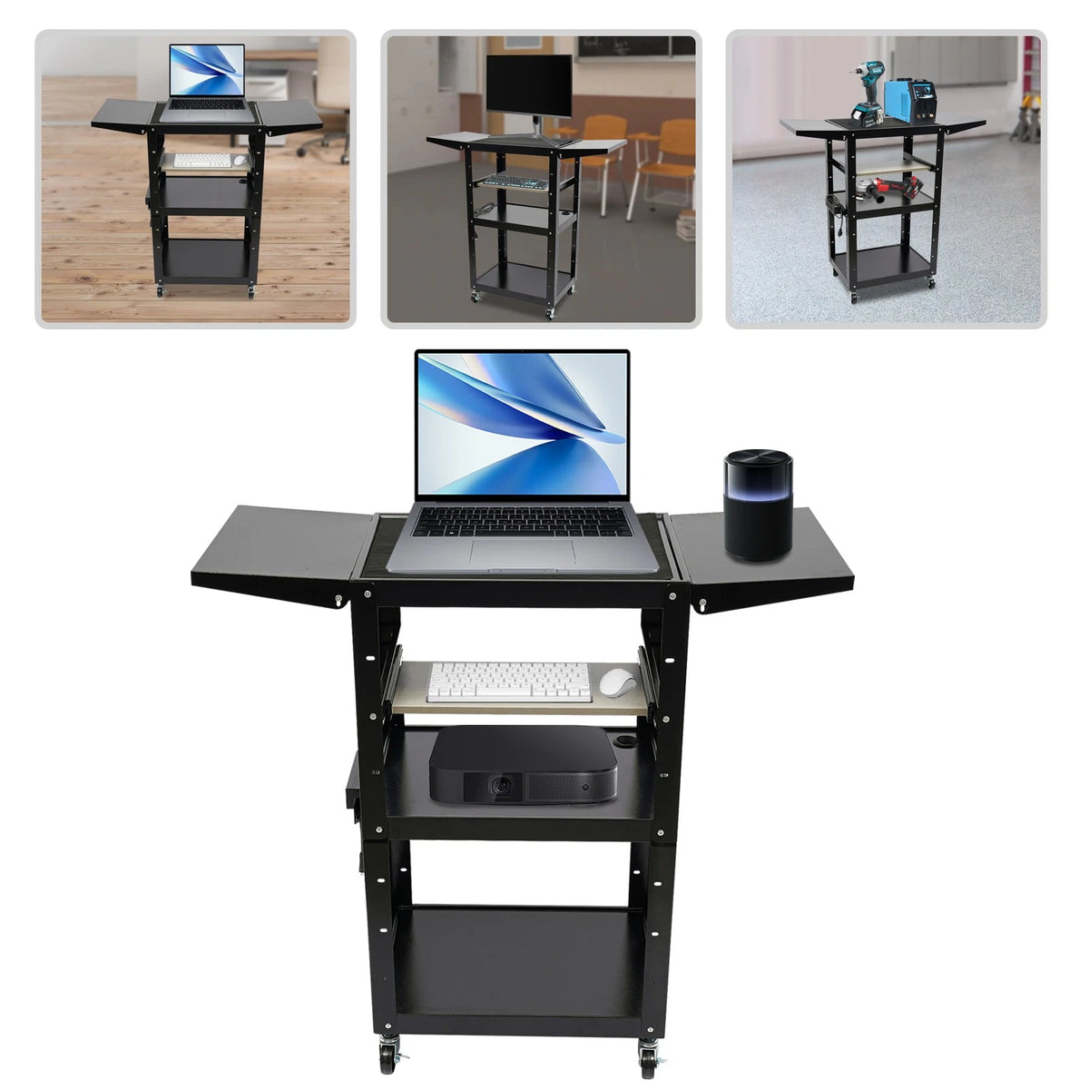 3 Tier Rolling Cart with Wheels for Heavy Duty Work Station (24"x18"x41.75")