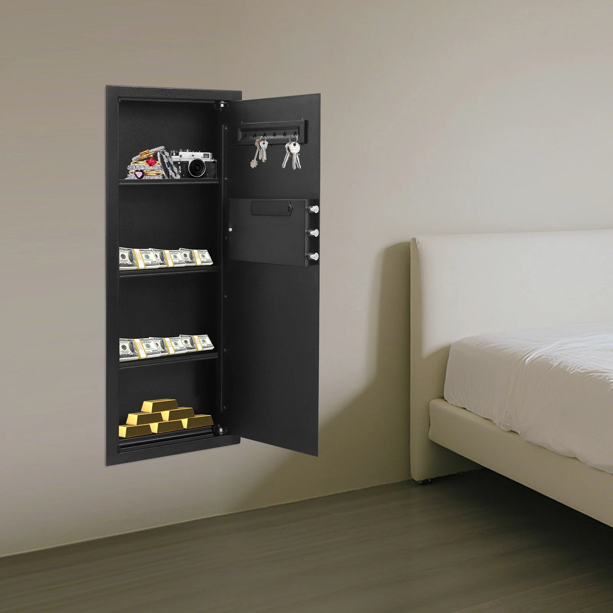 Fireproof Hidden Lock Wall Safe for Home Security
