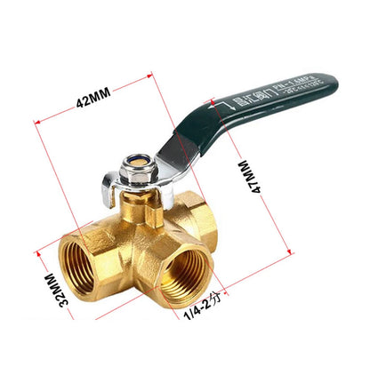 2PC 1/4'' G Female 3 Way Ball Valve (L-Port) Anti-Rust Fitting