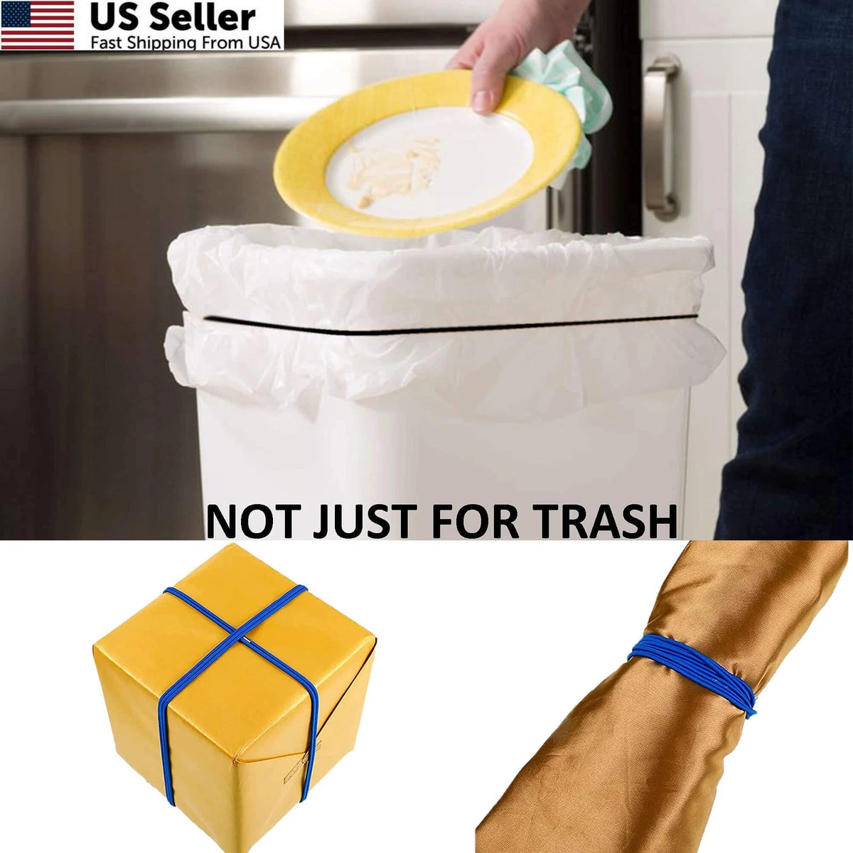 3 Pack Trash Can Bands for 13-32 Gallon Garbage Bags