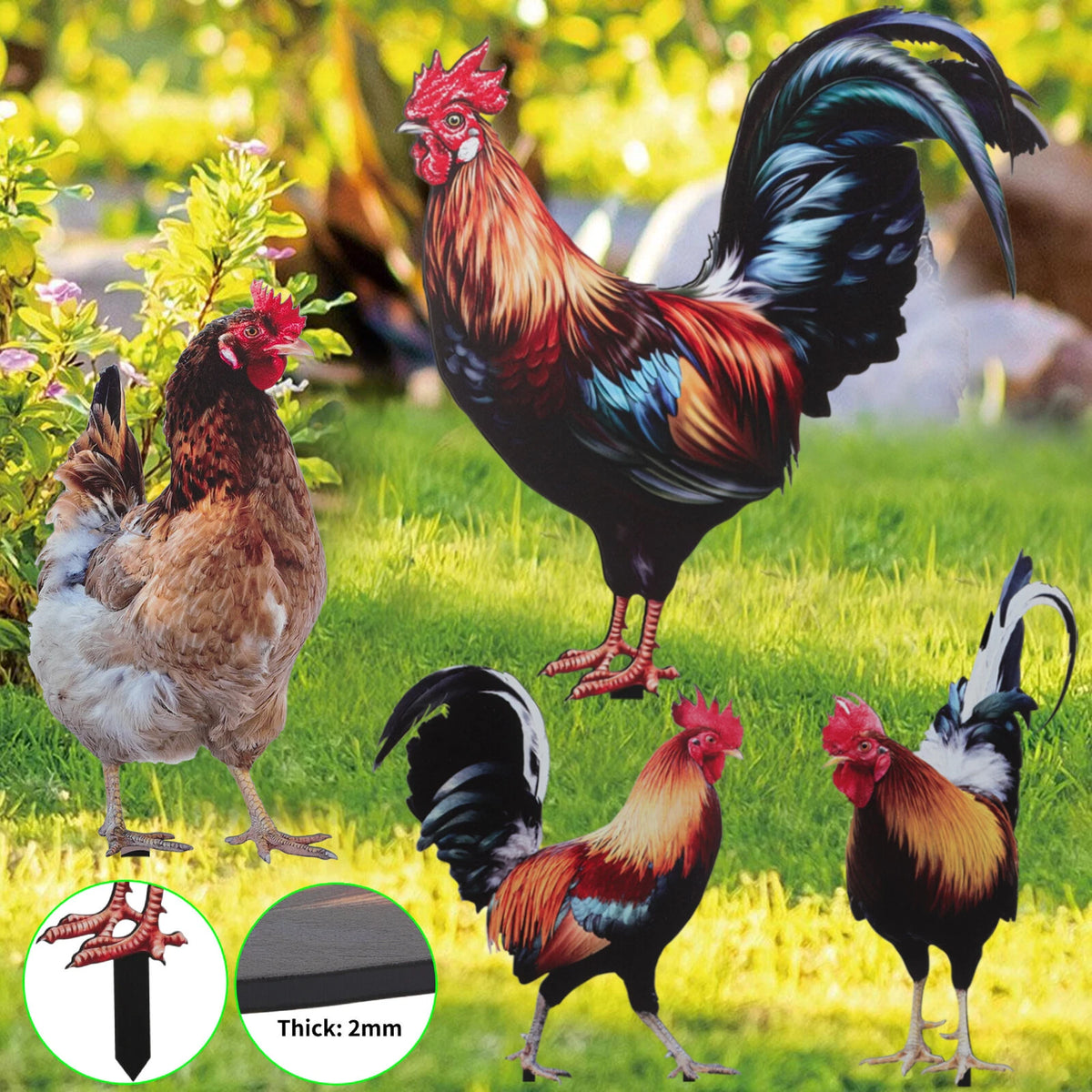 Garden Rooster Statue for Patio & Backyard Decor
