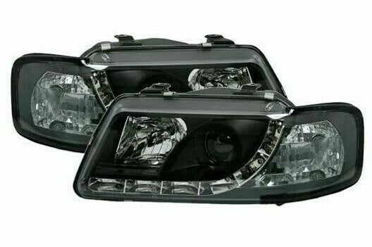 Projector Headlights for Audi A3 (1996–2000) NTR2374B, Black, LED