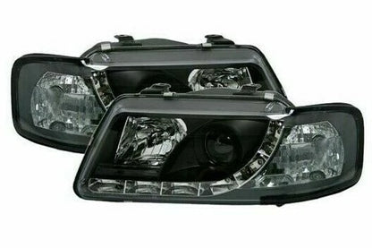 Projector Headlights for Audi A3 (1996–2000) NTR2374B, Black, LED