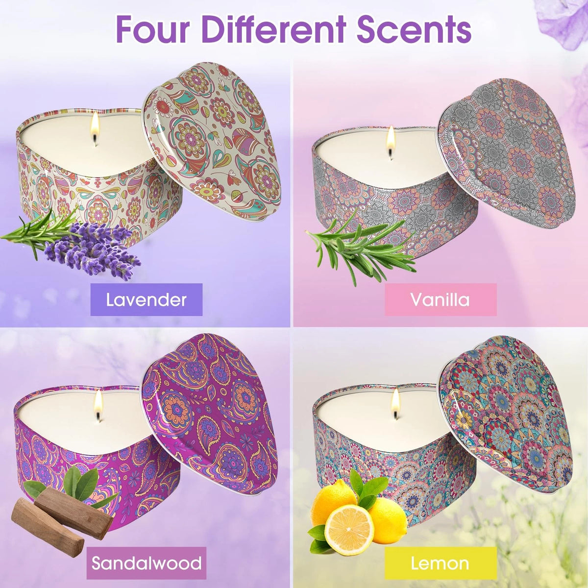 4 Pack Scented Candles for Women - Multicolor