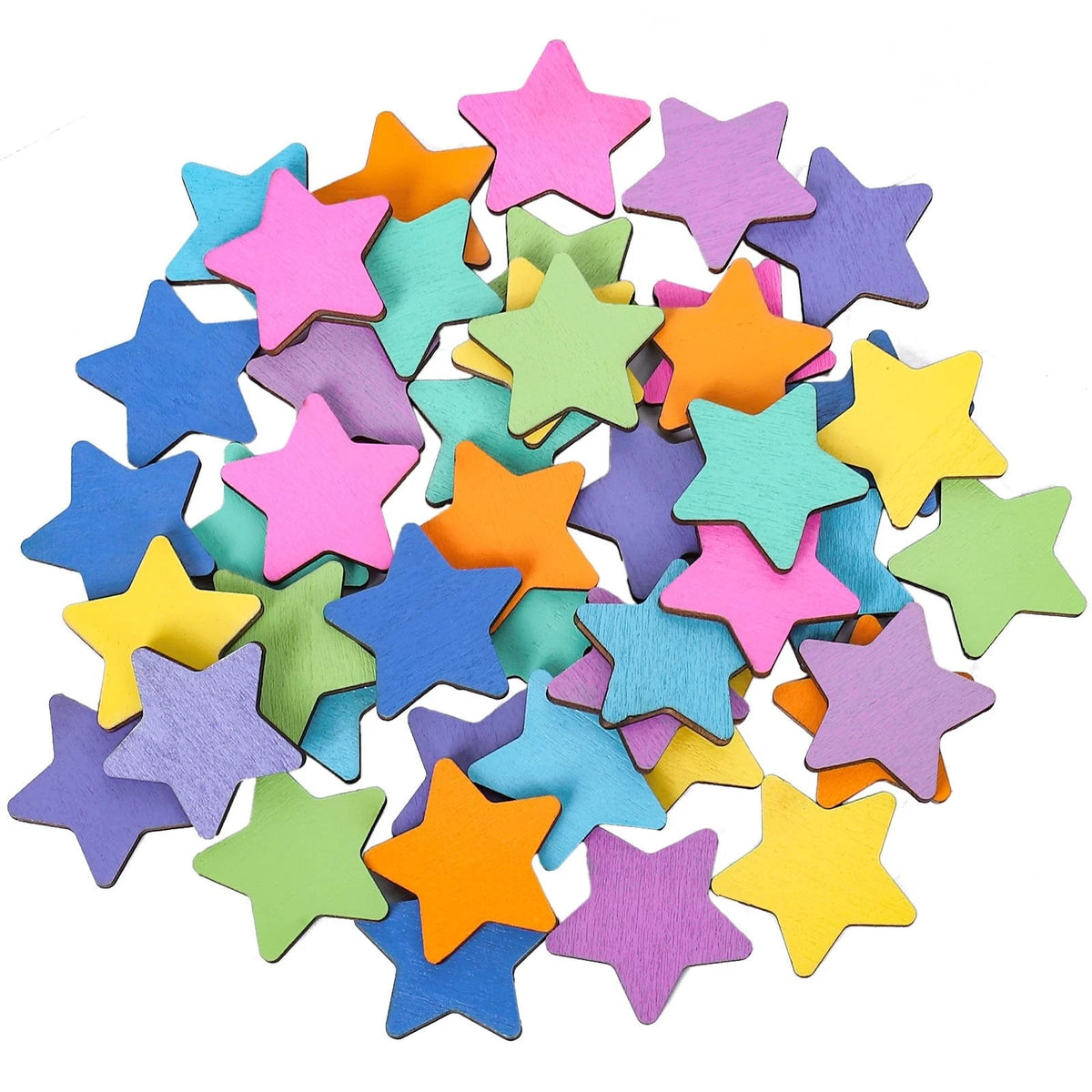 45Pcs Colorful Star Shape Wooden Cutouts for Reward Jar