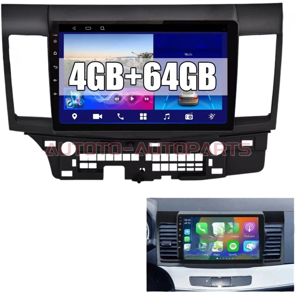 10.1'' Carplay Android Auto Stereo for Mitsubishi Lancer (2008–2017)