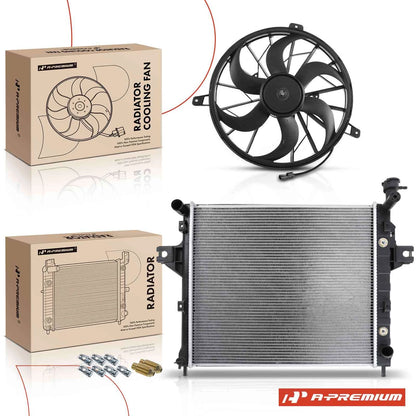 Radiator & Cooling Fan Assy Kit for Jeep Grand Cherokee WJ (1999–2000) 52079425AB, 52079425AC, 52079425AD, 52079425AE