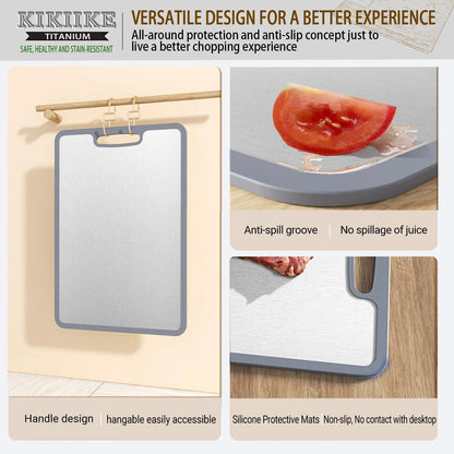 Titanium Cutting Board Small (11.5"L x 8"W) - Metallic Silver Gray