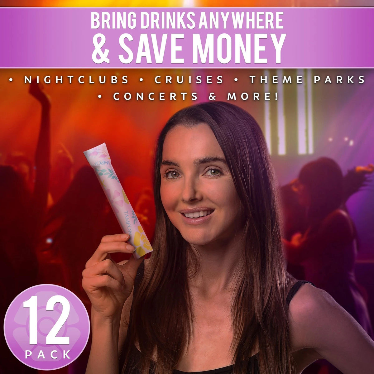 12 Pack Tampon Flasks for Hidden Alcohol (1.5 oz, Clear)