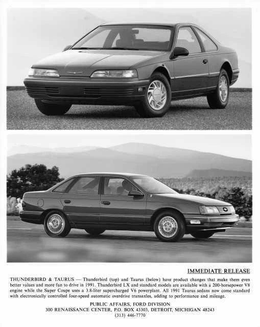 Press Photo for Ford Thunderbird and Taurus (1991)