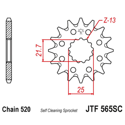 12T Front Steel Sprocket for Kawasaki KX250 (1999–2007) JTF565.12SC