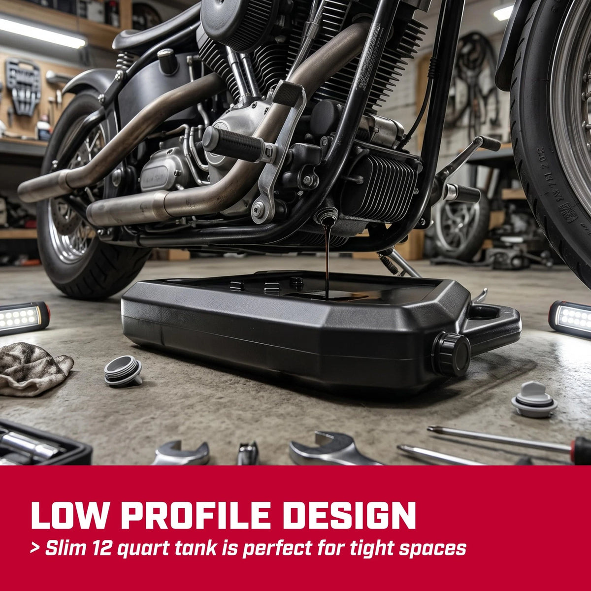 12Qt Low-Profile Oil Drain Pan for Mess-Free Changes