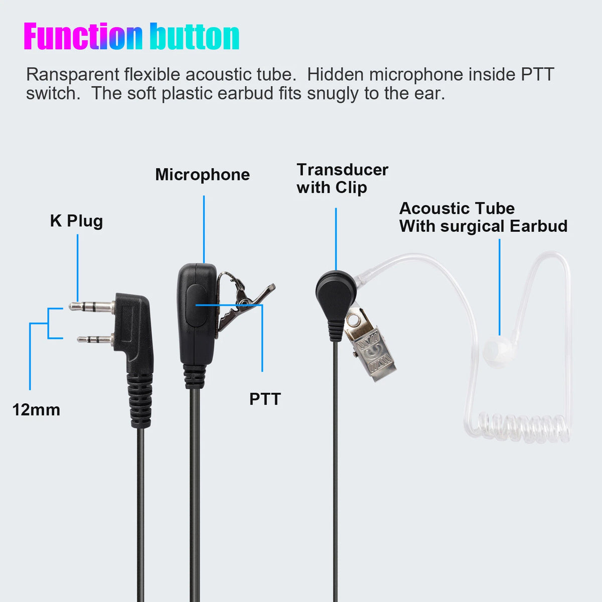 2X Earpiece Headset for BAOFENG/BAOJIE/WEIERWEI Radio
