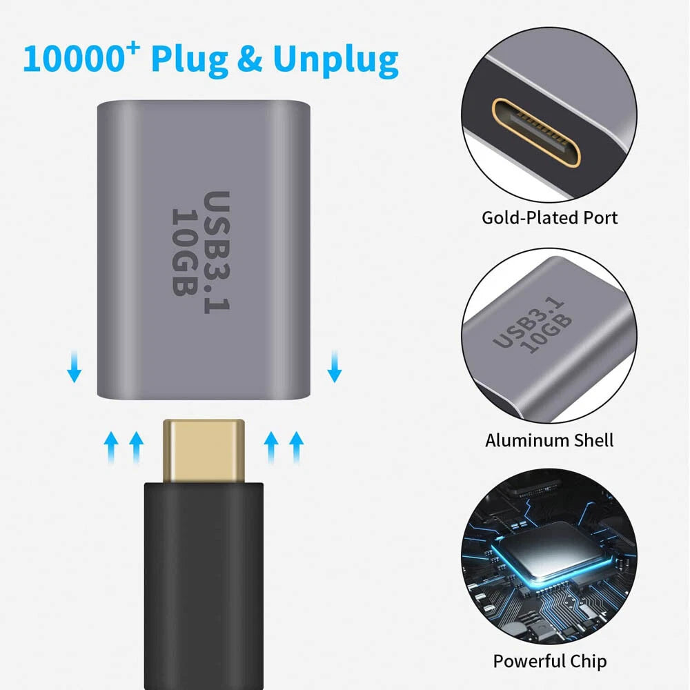 2X USB 3.1 A Female to Type C Female Converter OTG Adapter Fast Charging