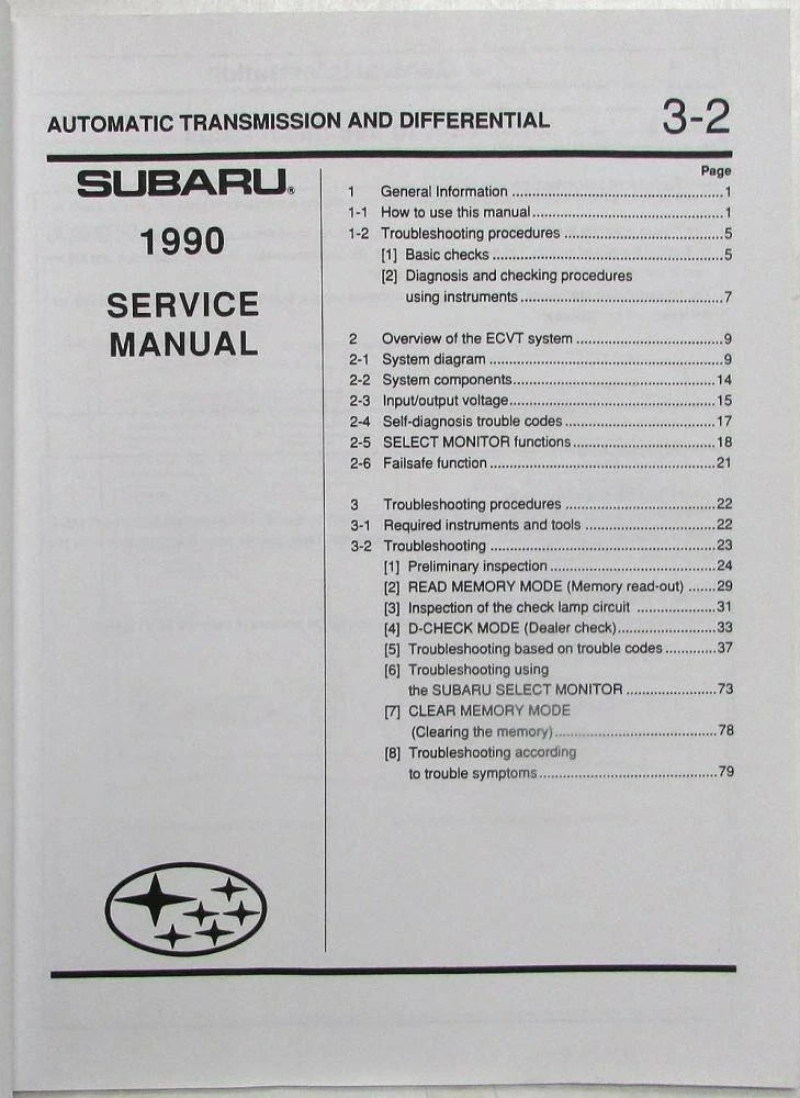 Technical Information Bulletin for Subaru Justy (1990)