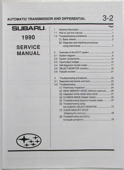 Technical Information Bulletin for Subaru Justy (1990)