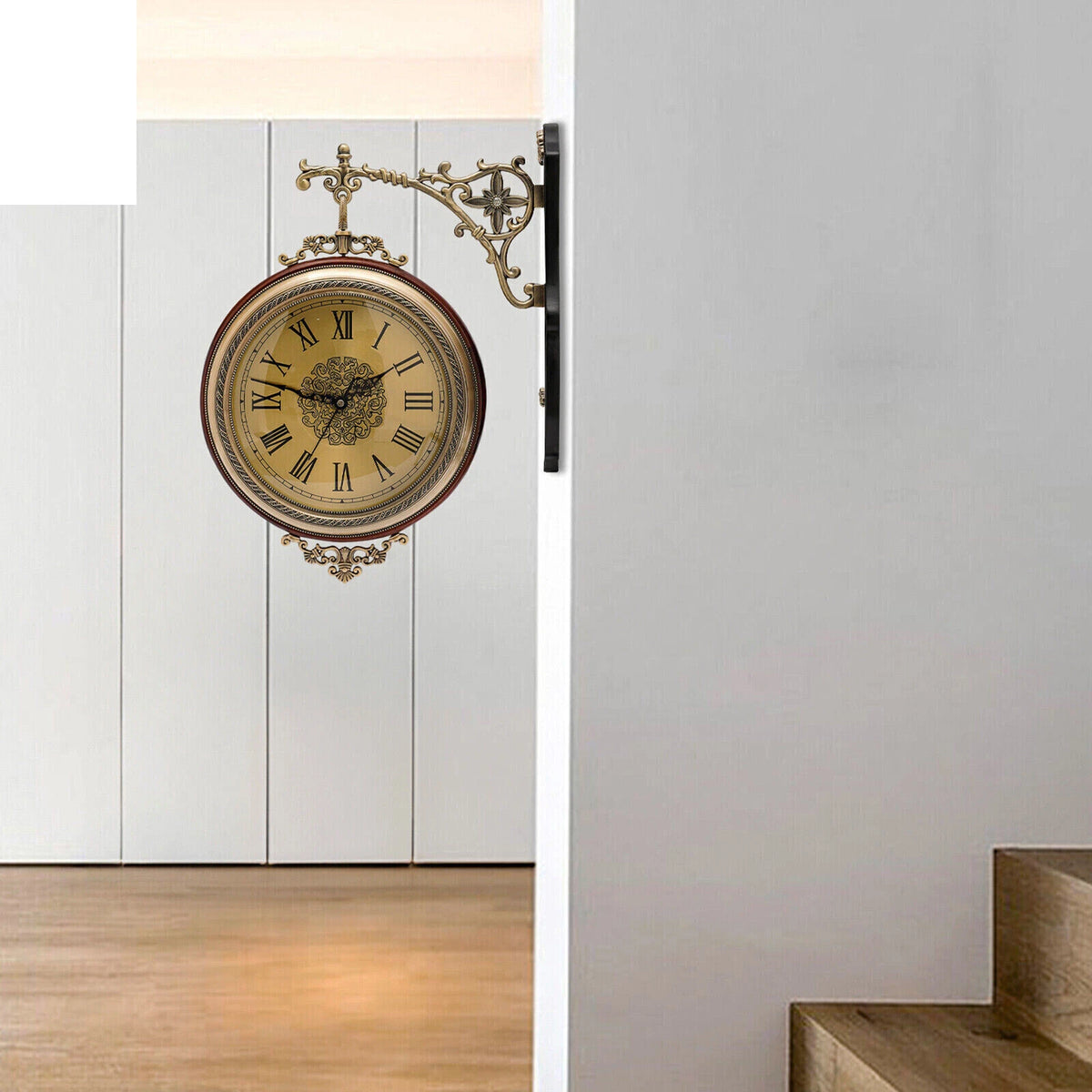 12" Double Sided Antique Style Wall Clock for Home Decor