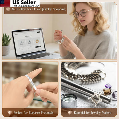 27-Piece Ring Sizer Measuring Tool Kit - US Silver