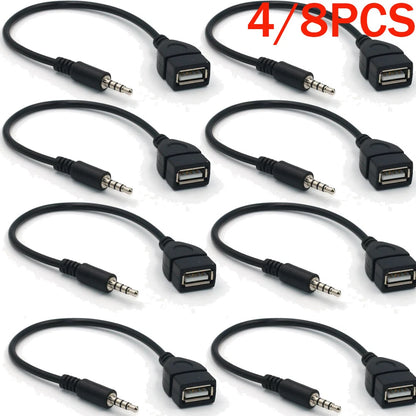 Set of 4 3.5mm Male Audio AUX Jack to USB 2.0 Type A Female OTG Adapters