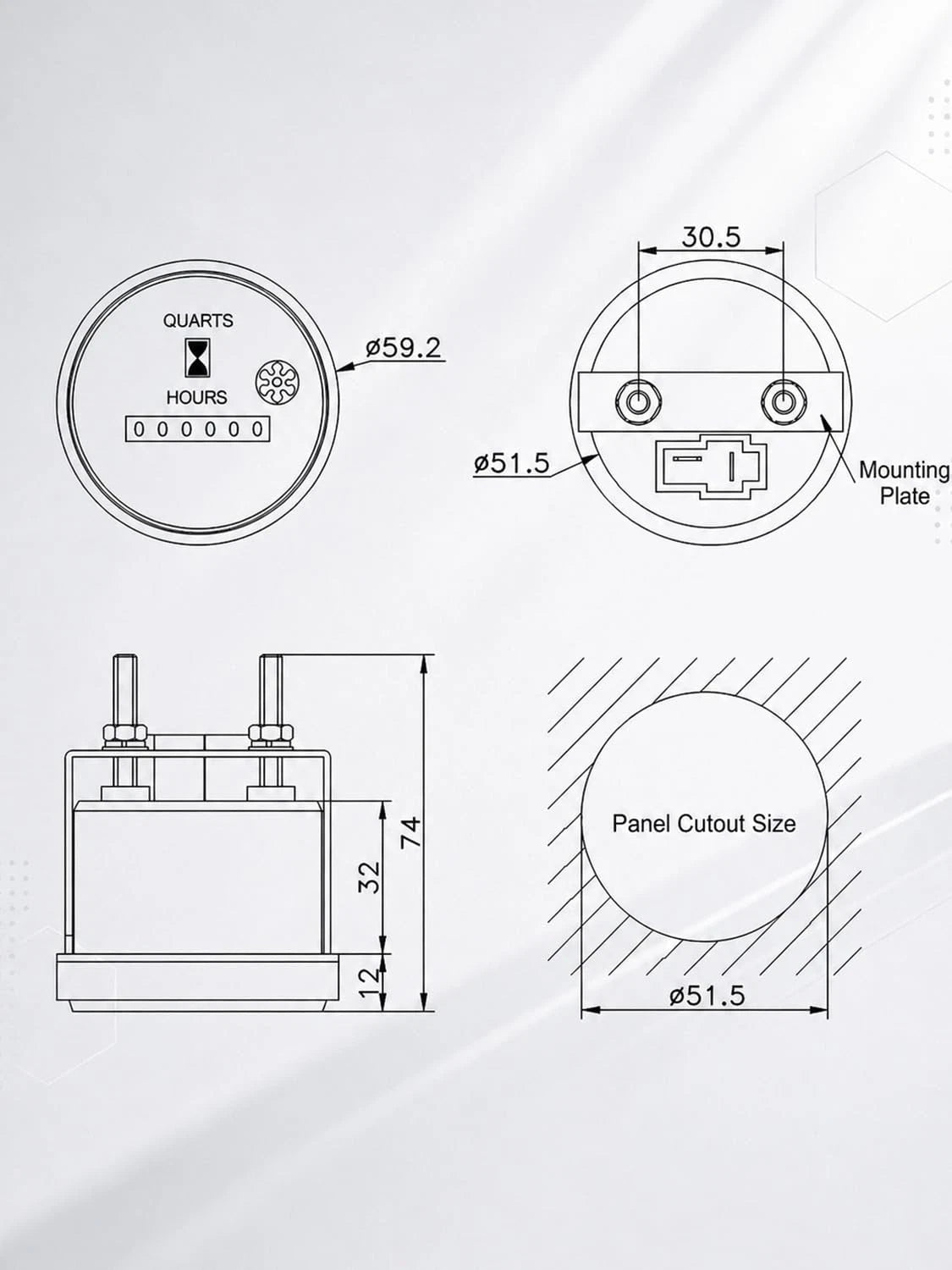 Hour Meter for DC/AC Applications (12-36V)