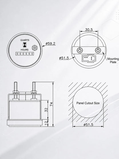Hour Meter for DC/AC Applications (12-36V)