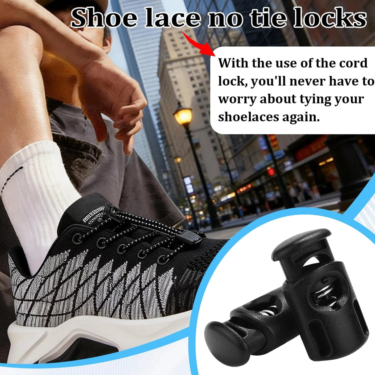 10pcs Paracord Cord Locks for Drawstring (Plastic Lock Black)