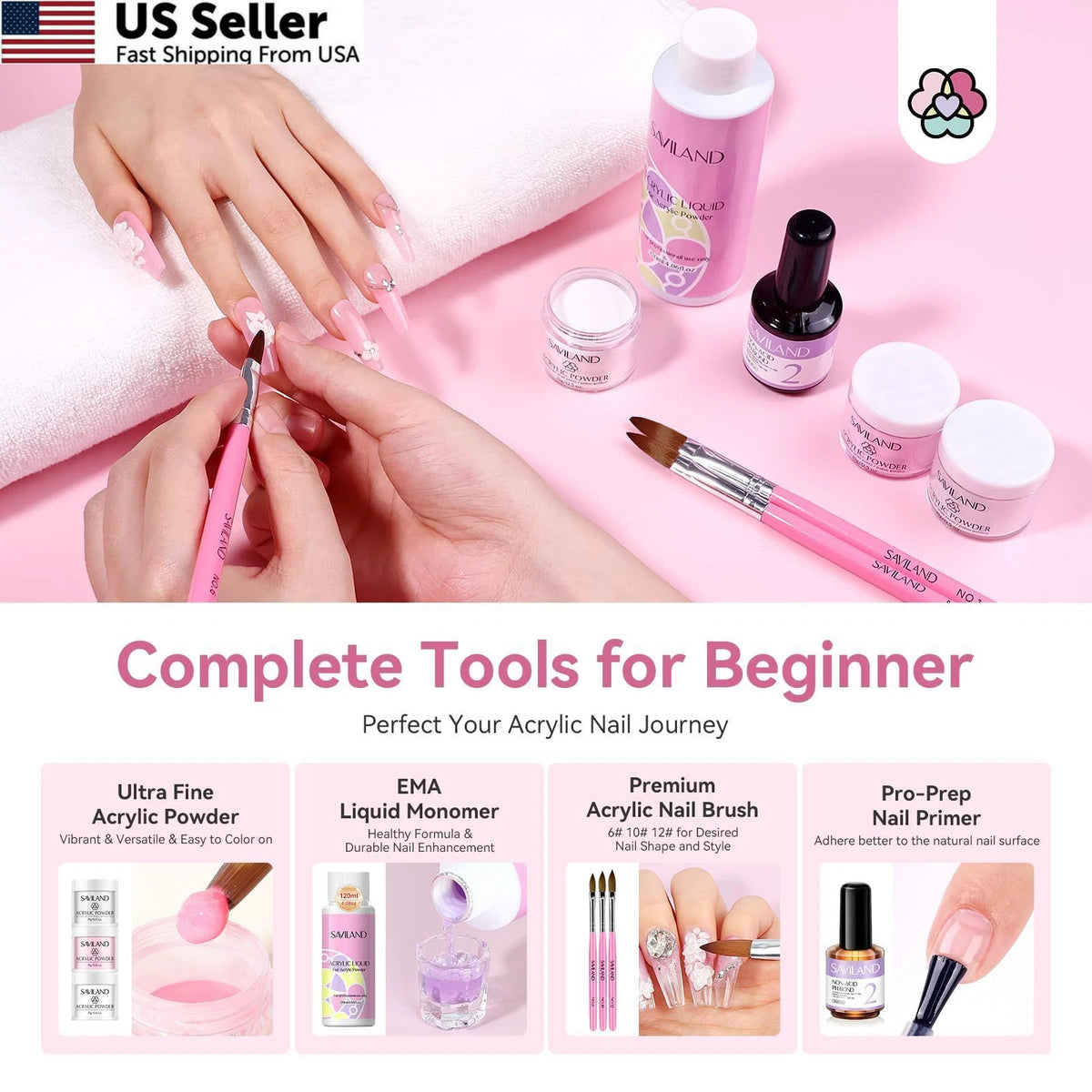 Acrylic Nail Kit for Beginners (458 pcs, Multicolor)