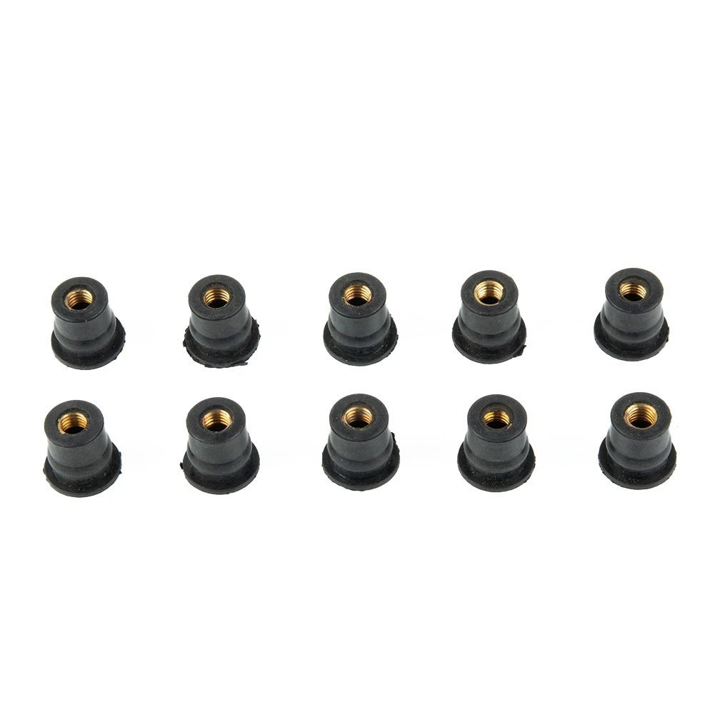 10X Motorcycle Windshield Rubber Nut M6 Vibration Damper 6mm
