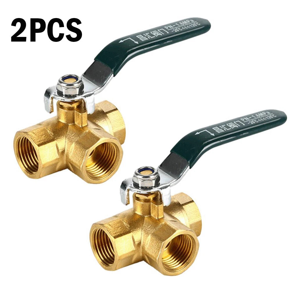 2PC 1/4'' G Female 3 Way Ball Valve (L-Port) Anti-Rust Fitting